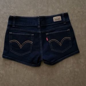 Levi's dark denim shorts.